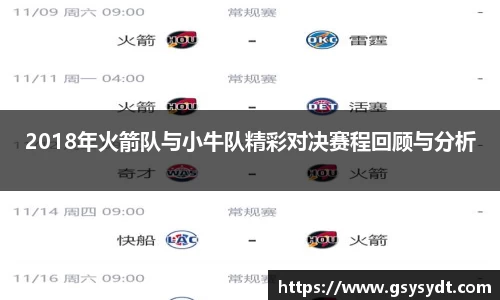 2018年火箭队与小牛队精彩对决赛程回顾与分析